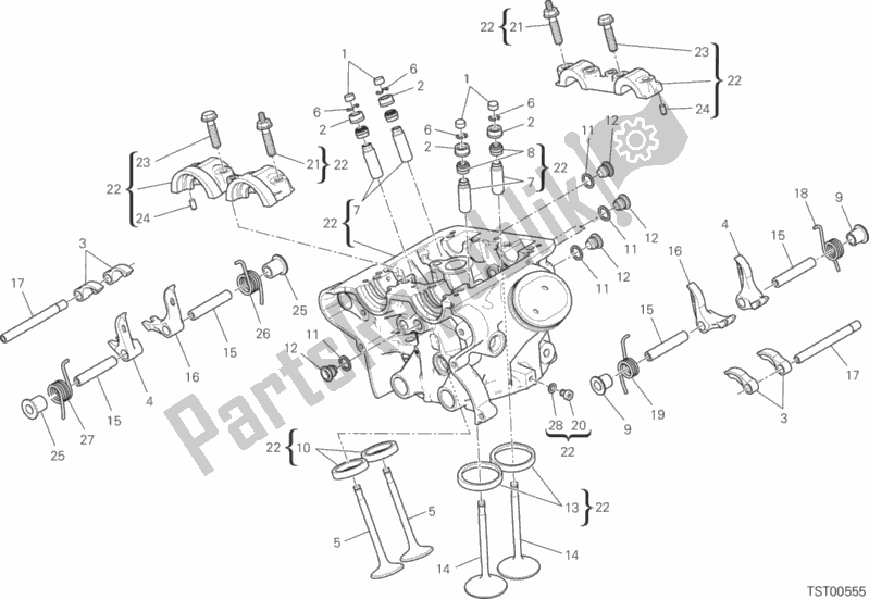 All parts for the Vertical Cylinder Head of the Ducati Multistrada 1200 Enduro USA 2016